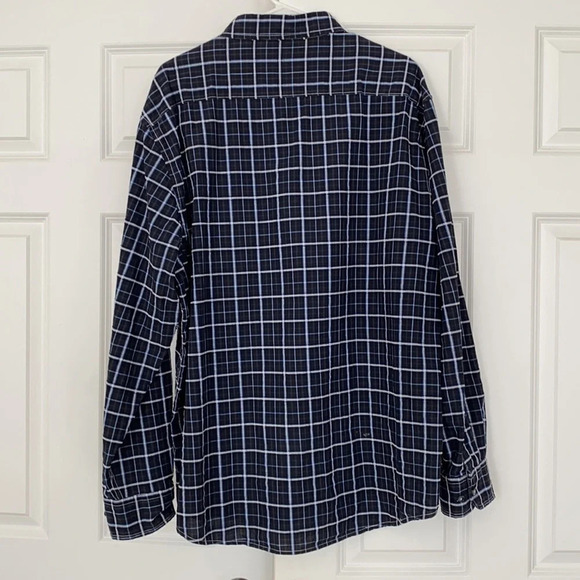 James Campbell plaid button down shirt size XXL casual black white and blue - Picture 4 of 4